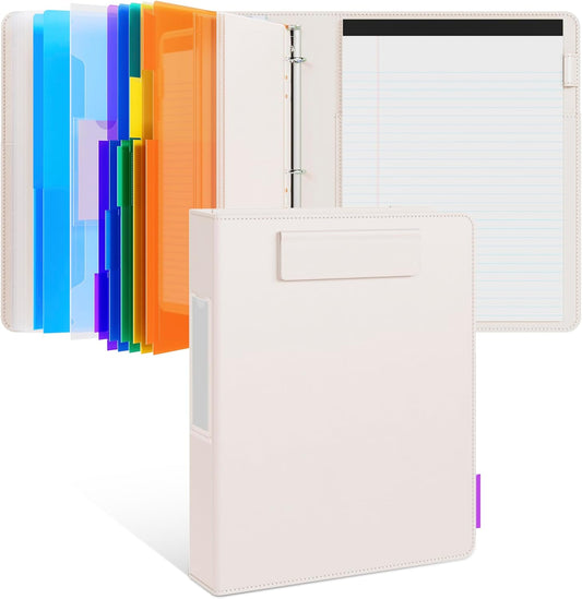 JoyCat 3 Ring Binder Clipboard with Storage,12.4"x10.2"Magnetic Clipboard Folder with 5 Expandable Folders,Refillable Lined Notepad (11" x 8.5"),Ideal for School Office Nursing(Pink)