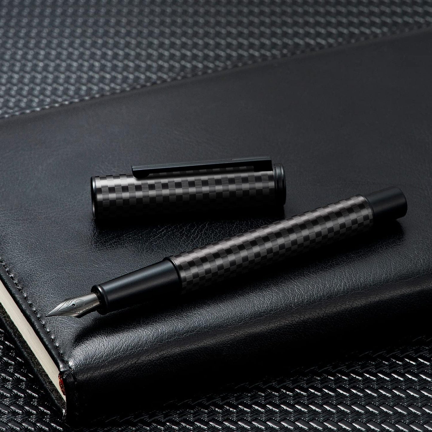 Hongdian Matte Black Forest Rollerball Pen with Schmidt Black Ink Refill, Classic Design with Metal Case for Business Signature