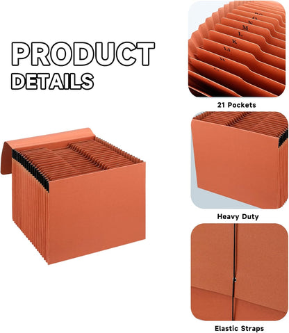 2 Packs Expanding File Folder with Flap and Cord Closure,5 Inch Expansion Accordion File Organizer,Letter Size