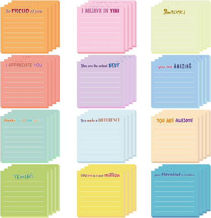 Yinder 48 Pcs Inspirational Sticky Notes Cute Motivational Sticky Notes Pad End of Year Employee Appreciation Gifts Bulk for Teacher Nurse Coworkers Office Supplies 3 x 3'' (Thank You,Dark Color)