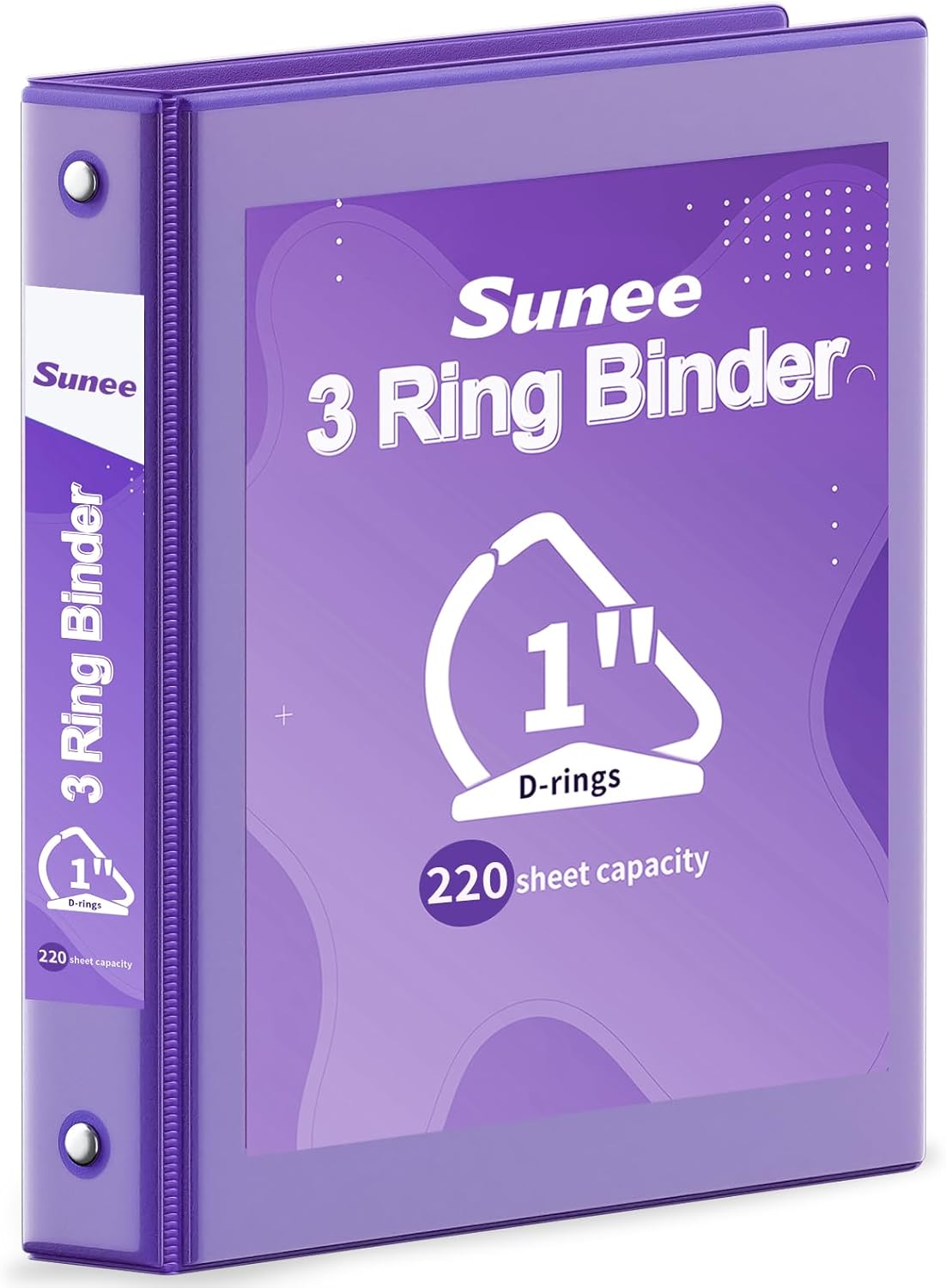 SUNEE 3 Ring Binder 2 Inch, Clear View Binder Three Ring PVC-Free (Fit 8.5x11 Inches) for School or Office Supplies, Light Purple, 1 Pack