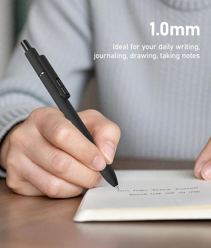 8 Pcs Black Ballpoint Pens - 1.0mm Medium Point Smooth Writing Black Ink Ball Point Pens | High-end Long Lasting Retractable Pen for School, Home, Office (Vintage-8pcs)