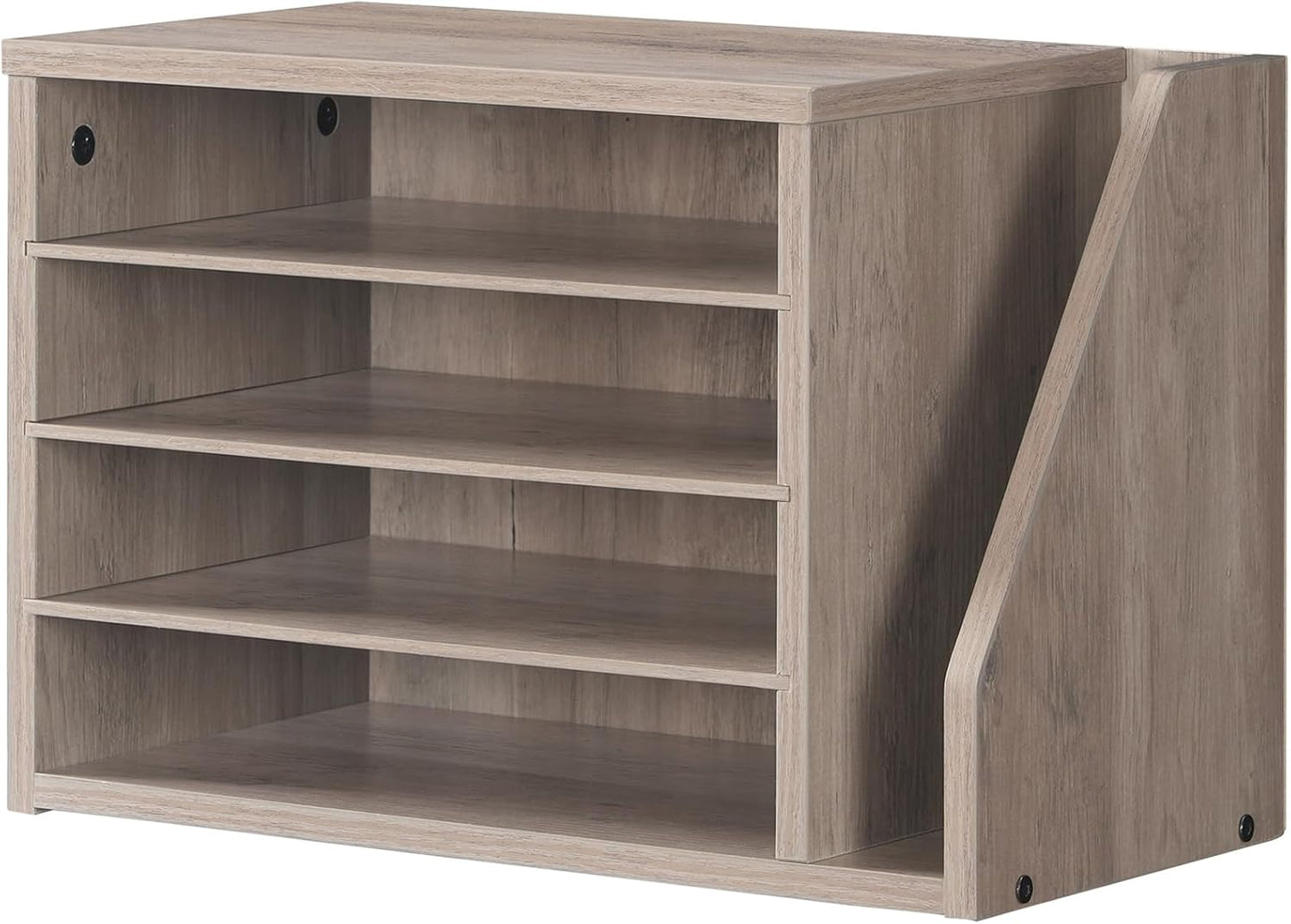 HOOBRO Mail Sorter, Literature Organizer with Adjustable Shelves, Paper Organizer for Office, Home, Wood Countertop File Holders, Mails, Magazines, Rustic Brown FG41WF01