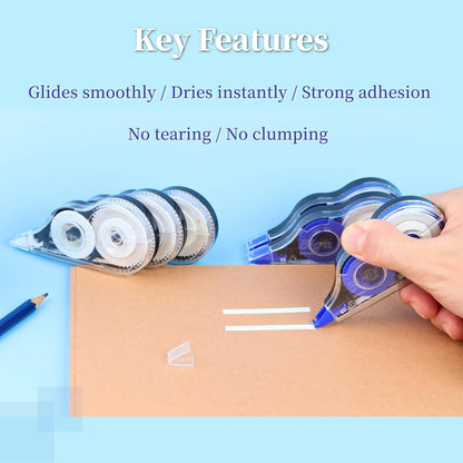 39.37 ft Correction Tape, 6PCS, Fast, Clean, Easy-to-Use Correction Tape Bulk Office School Supplies, Blue, White