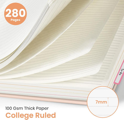 Large Spiral Notebook with Dividers & Tabs, 8.5" x 11" Hardcover 5 Subject Notebook for Work, 280 pages, College Ruled, Cute Journal for Women, Perfect for Study & Office Note Taking, Garden