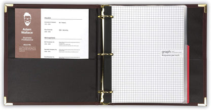 Samsill Classic Collection Leather 3 Ring Binder, Executive Presentation Portfolio, 0.5 Inch (Holds 100 Sheets), Brass Round Ring, Burgundy