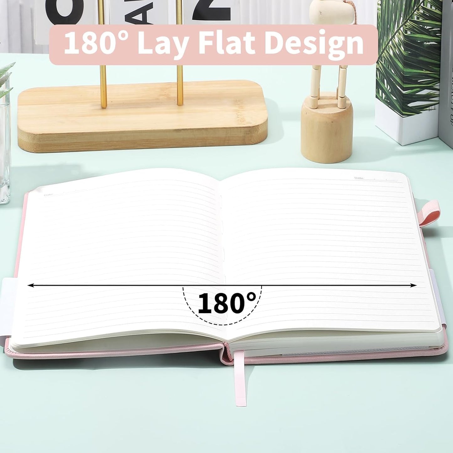 Thboxes 80 Sheets Lined Journal Notebook, 5.7" X 8.3" Hardcover Executive Notebook for Student Worker Women Men, Notepads Journals for Writing Travel & Organization, Nurses Week Gifts, Pink