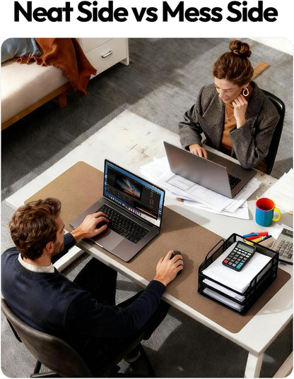 YSAGi Leather Desk Pad Protector, Office Desk Mat, Large Mouse Pad, Non-Slip PU Leather Desk Blotter, Waterproof Laptop Desk Writing Pad for Office and Home (23.6" x 13.8", Eggshell) - Colors B
