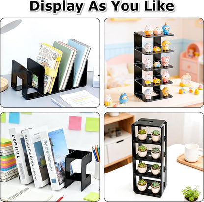 SAYEEC Acrylic File Sorter, Clear File Holder Acrylic Desk Organizer, Sturdy Desktop Files Organizer Files Folder Holder Rack for Envelopes Mail Letter Paper Notebook Electronics (4 Sections, 1 Pack)