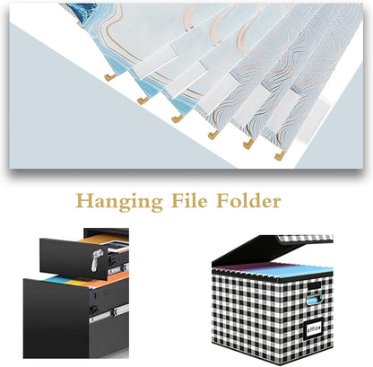 6 Pack Hanging Folder File Cabinet Organizer Letter Size 1/5 Cut Adjustable Label Decoration Home Office School Classroom, Green