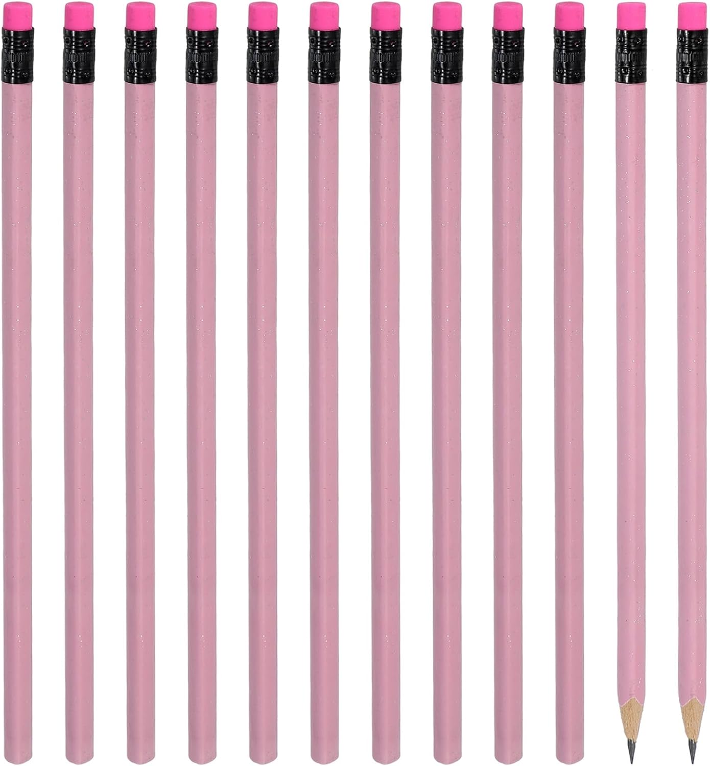 PATIKIL Triangle Wooden Pencils Bulk, 12 Pack HB Graphite Pencils with Eraser for Office Supplies, Engineering Marking Writing Art Drawing Supplies, Purple-Pink