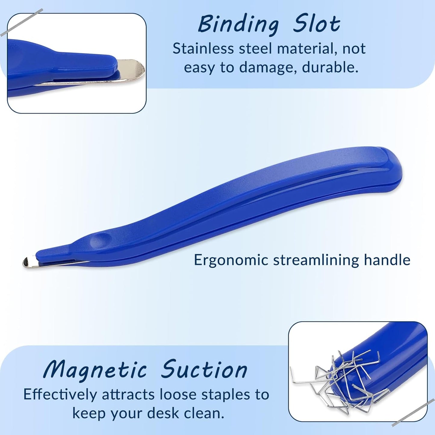 Professional Staple Remover Tool, Magnetic Tip Design Facilitates Collection of Staples, Staple Remover Stick for Home, School, and Office, Purple