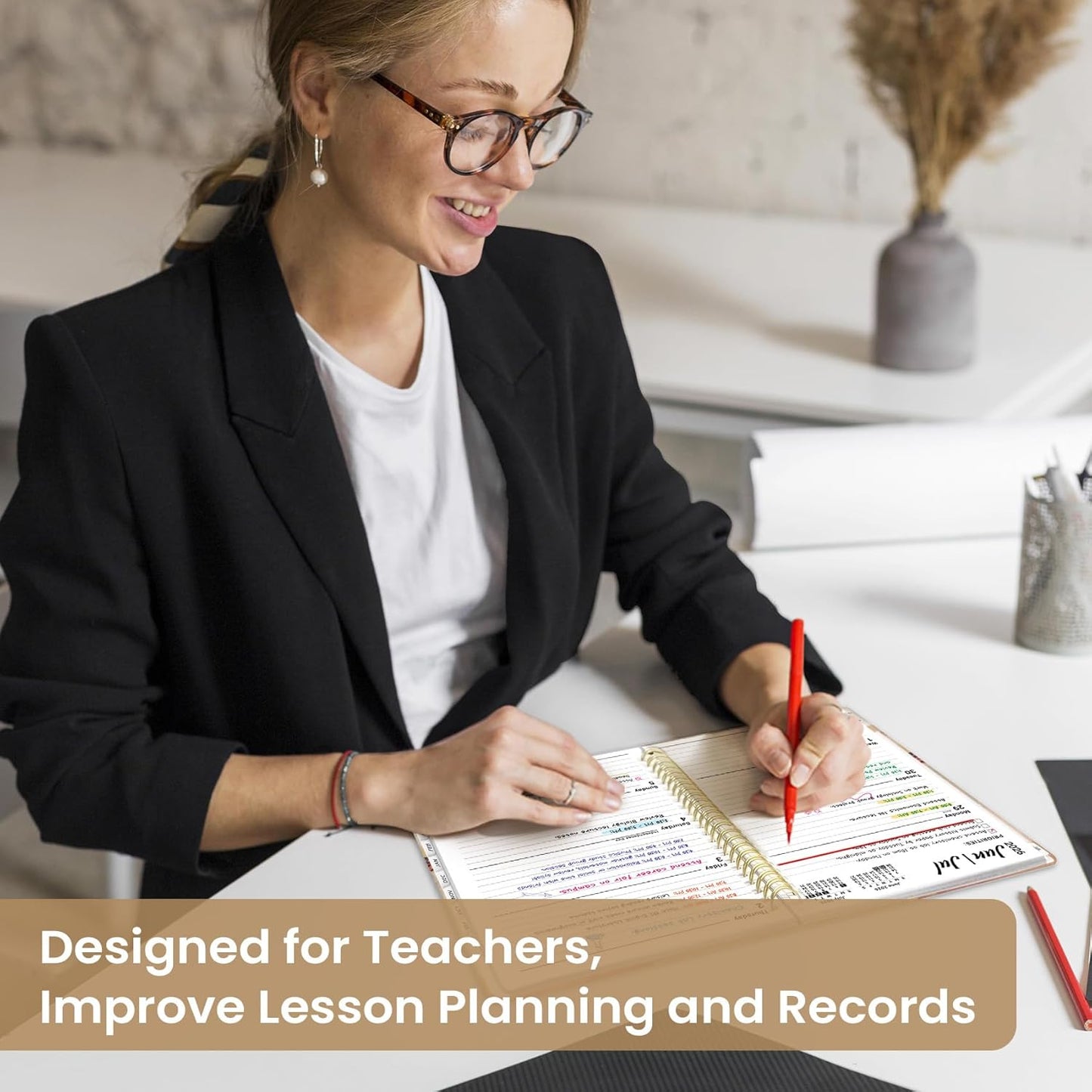 Planner 2026-2027, Academic Year Monthly and Weekly Calendar Planner, Jul 2026 - Jun 2027, Hardcover Teacher Student Planning Agenda book with Tabs, Perfect for School Office Supplies, 6.3" x 8.5" - Wildflowers