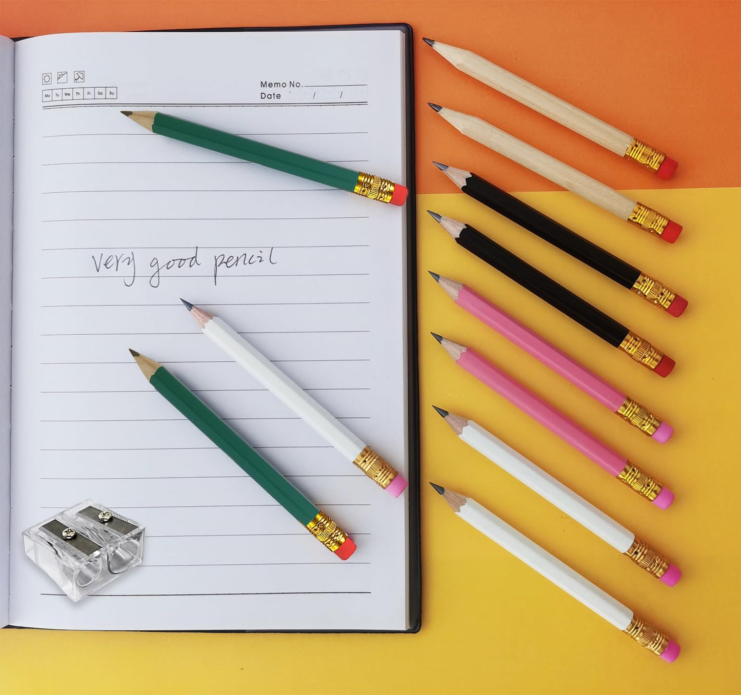 Adhere 25pcs Golf Pencils with Eraser Pre sharpened Hexagon half Wooden Pencils Graphite 2B for Golf Event Scoring,Classroom,Wedding,Company Meetings,Pew, Pocket (Nature)