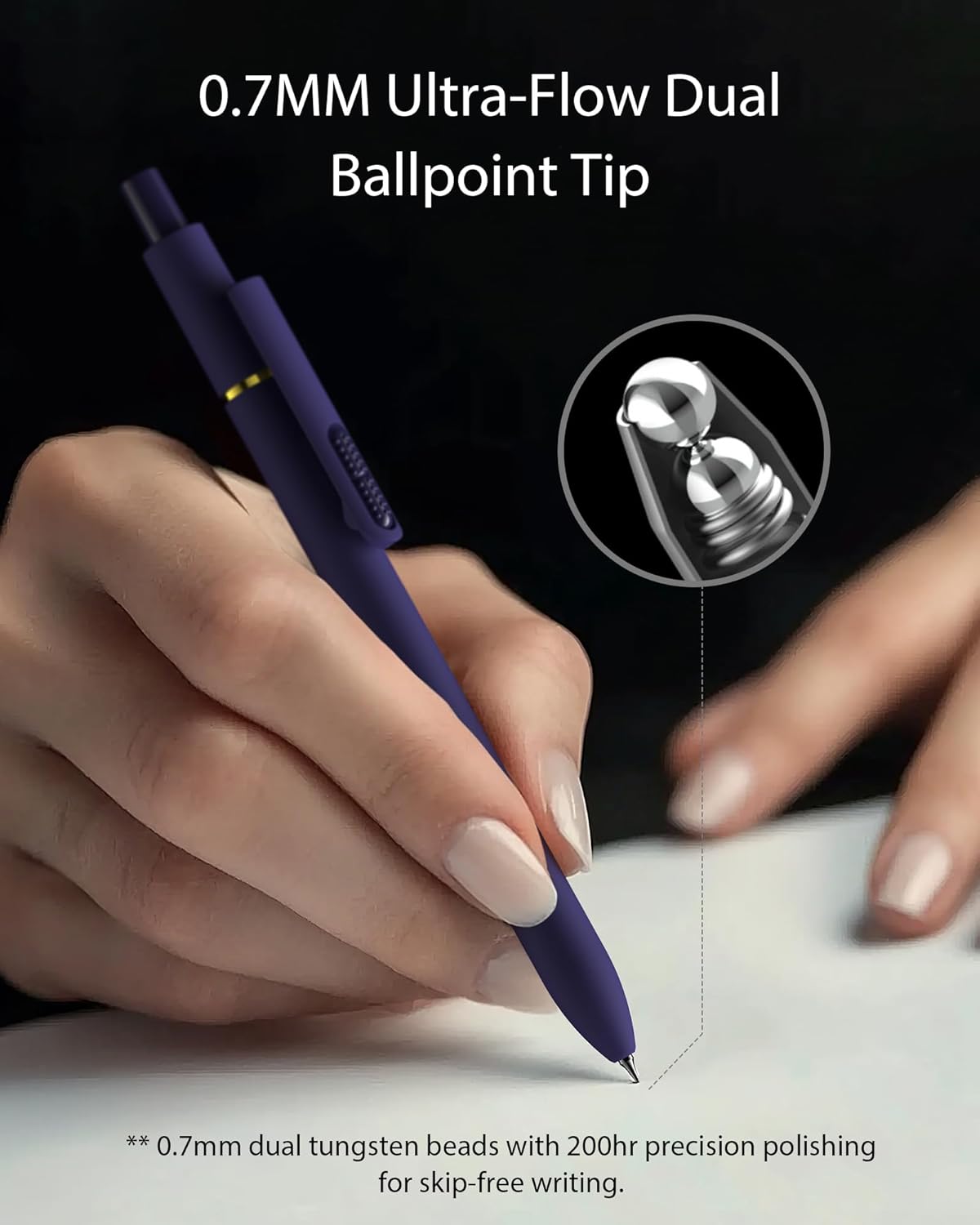Hiacry 8 Pcs Gel Pens - 0.7mm Fine Point Smooth Writing Black Ink, Quick-Dry Long Lasting Fidge Pens, School & Office Supplies for Men Women