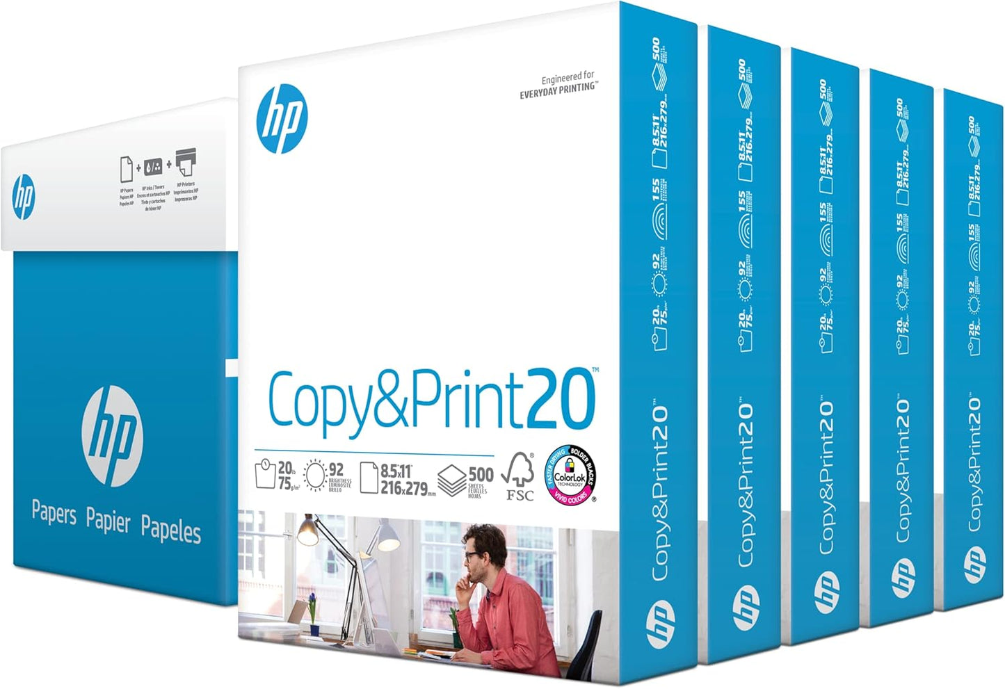 HP Printer Paper | 8.5 x 11 Paper | Copy &Print 20 lb | 1 Ream Case - 500 Sheets| 92 Bright | FSC Certified | 200060