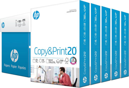 HP Printer Paper | 8.5 x 11 Paper | Copy &Print 20 lb | 1 Ream Case - 500 Sheets| 92 Bright | FSC Certified | 200060