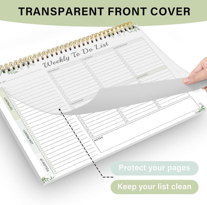 Weekly To Do List Notepad with 52 Undated Sheets（8.5"×11"）- Weekly Desk Planner Pad with Spiral Binding for Women & Man, Office, School and Home Personal Organizer