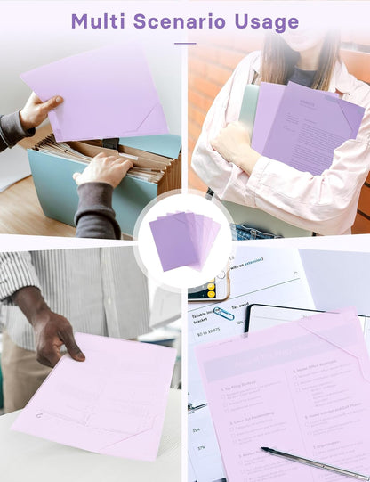 Plastic Folders Sleeves, Gradient Colors Plastic Project Pockets for Paper 11.9 × 8.5 Inches, Transparent Document Folders for School and Office Supplies (5 Pcs, Green)