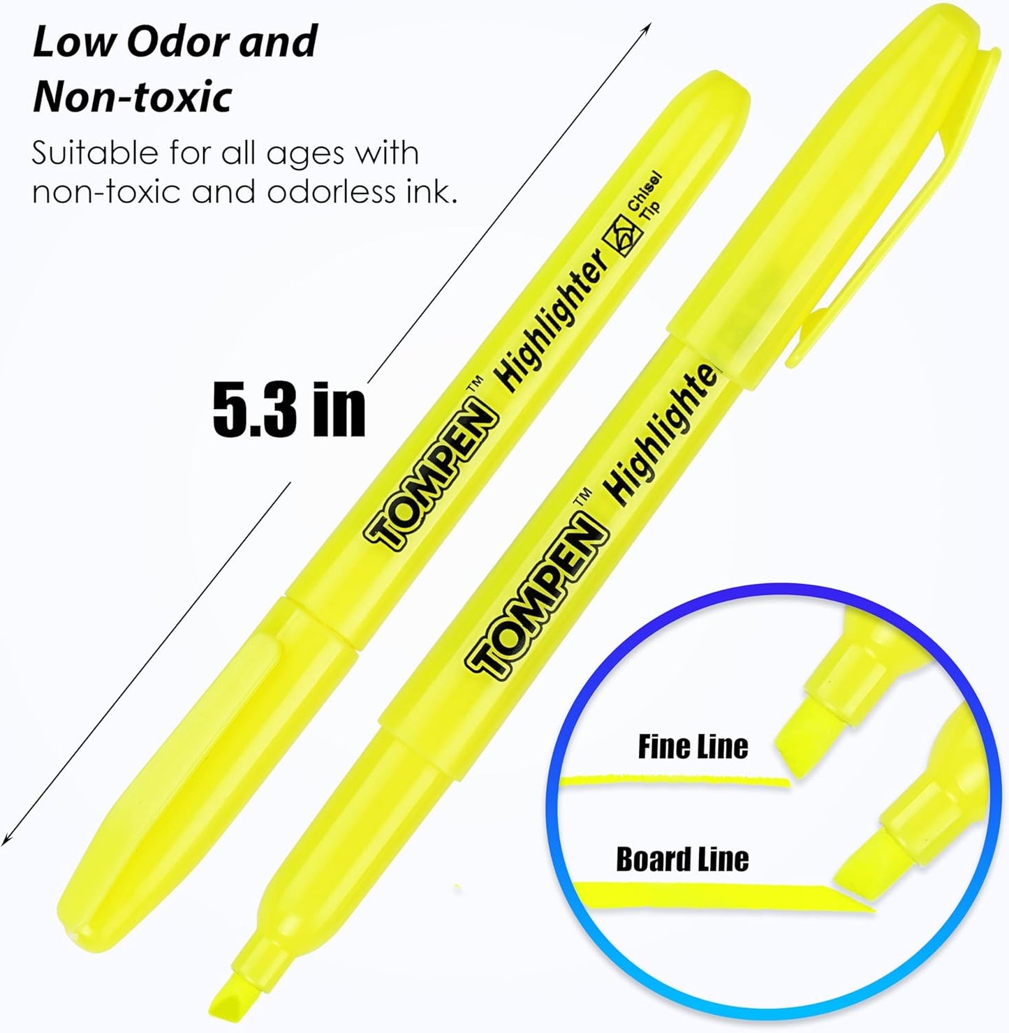 Highlighters Yellow 48 Pack,Bible Highlighters No Bleed–Bulk Chisel Tip High Lighter Markers Set for School, Office,Study,Journaling–Smear-Free,Quick Dry–Fluorescent Pens for Teachers