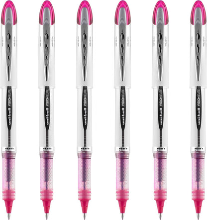 uniball Vision Elite Rollerball Pen, Bold Point (0.8mm), Black Ink, 6 Pens