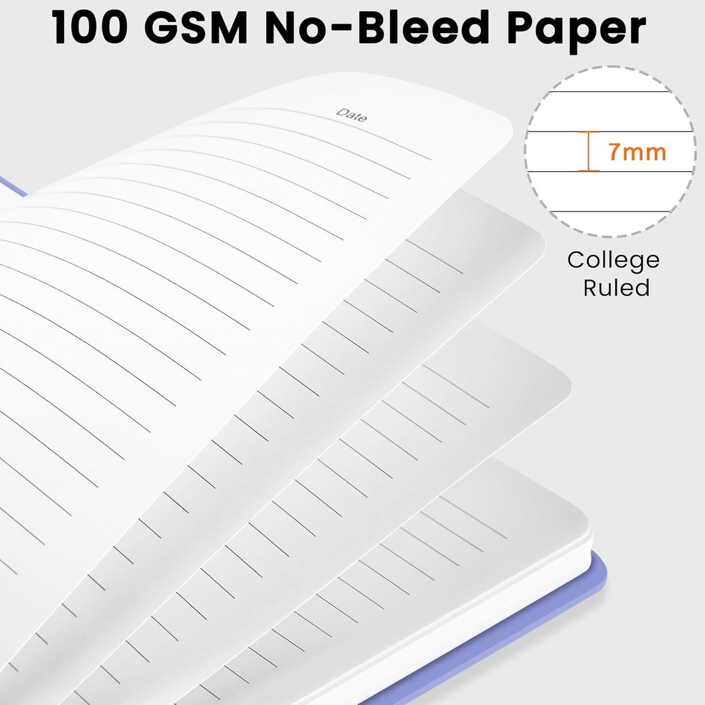 CICPAP Lined Spiral Journal Notebook, A5 College Ruled Notebook for Journaling, Note-Taking, and Daily Planning, Durable Hardcover with an Elegant Design, Purple