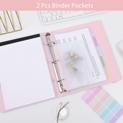 SKYDUE 3 Ring Binder with Clipboard,1 Inch Binder, 13.2" × 10.2" PU Clipboard Binder with Notepad & 5 Dividers with 5 Pockets, Labels, Clipboard Folder Great for School Office(Fit Letter Sized Paper)