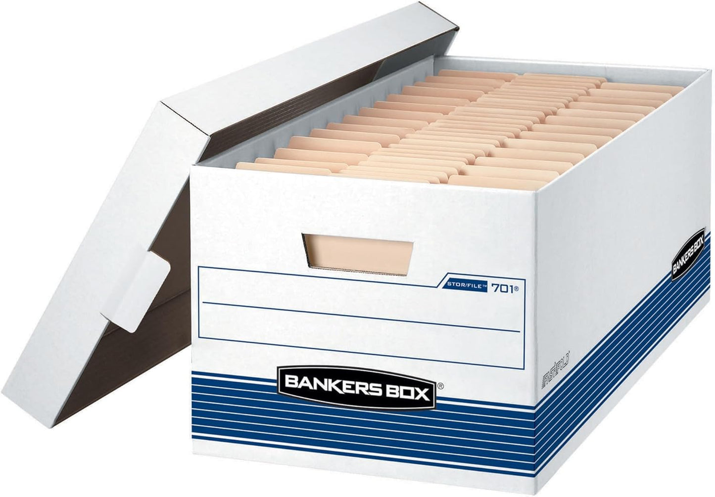 Bankers Box 12-Pack Medium Duty File Storage Boxes with Lids, FastFold Assembly, 24 Inch Letter, STOR/FILE, (00701)