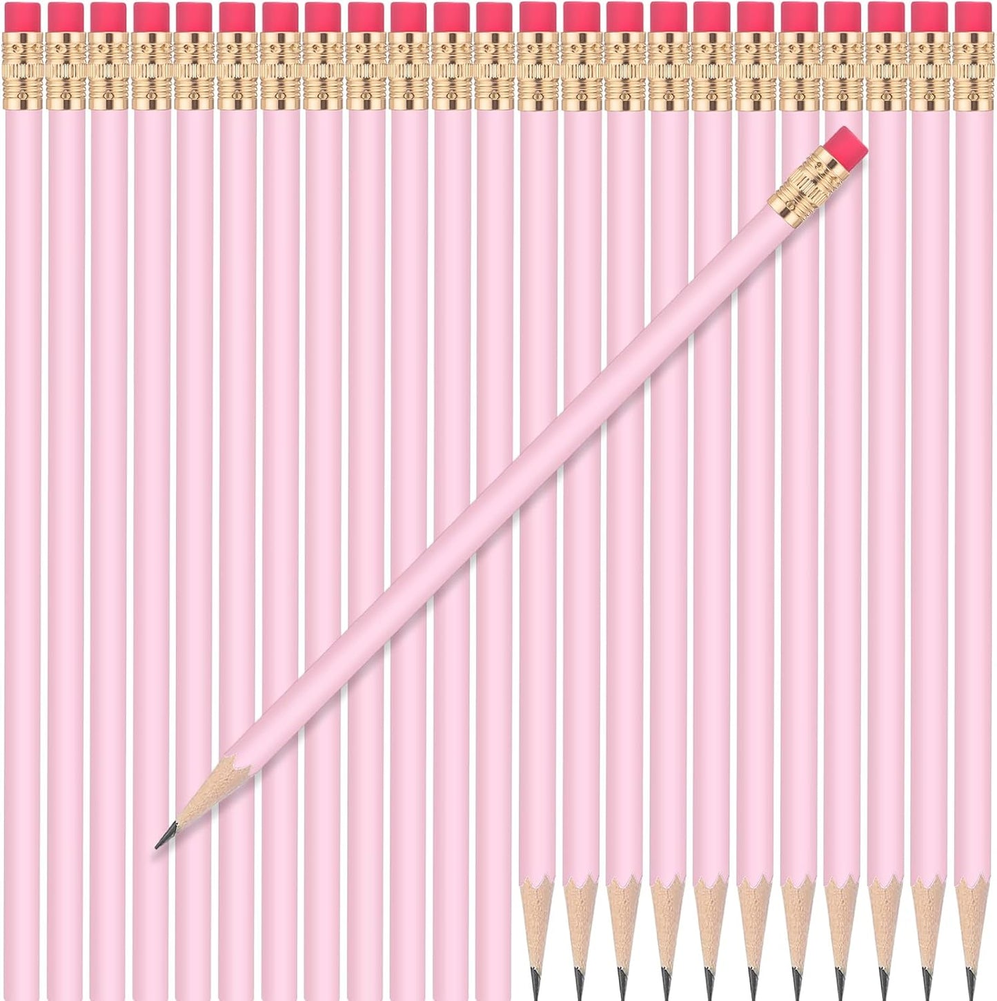 24 Pcs Round Pencils with Eraser 2 HB Cute Pencils Bulk for School Graphite Wood Color Unsharpened Pencil for Drawing Sketching Wedding School Teacher Supplies Student Reward