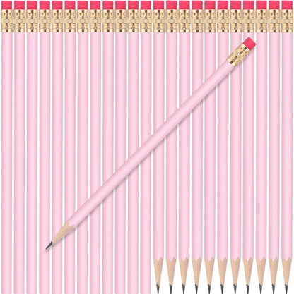 24 Pcs Round Pencils with Eraser 2 HB Cute Pencils Bulk for School Graphite Wood Color Unsharpened Pencil for Drawing Sketching Wedding School Teacher Supplies Student Reward