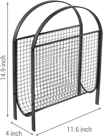 MyGift Magazine Rack, Floor Freestanding Magazine Holder for Bathroom Bedroom Office, Books Newspapers File Mail Organizer, Mid Century Modern Decor Wire Storage for Tablets and Documents