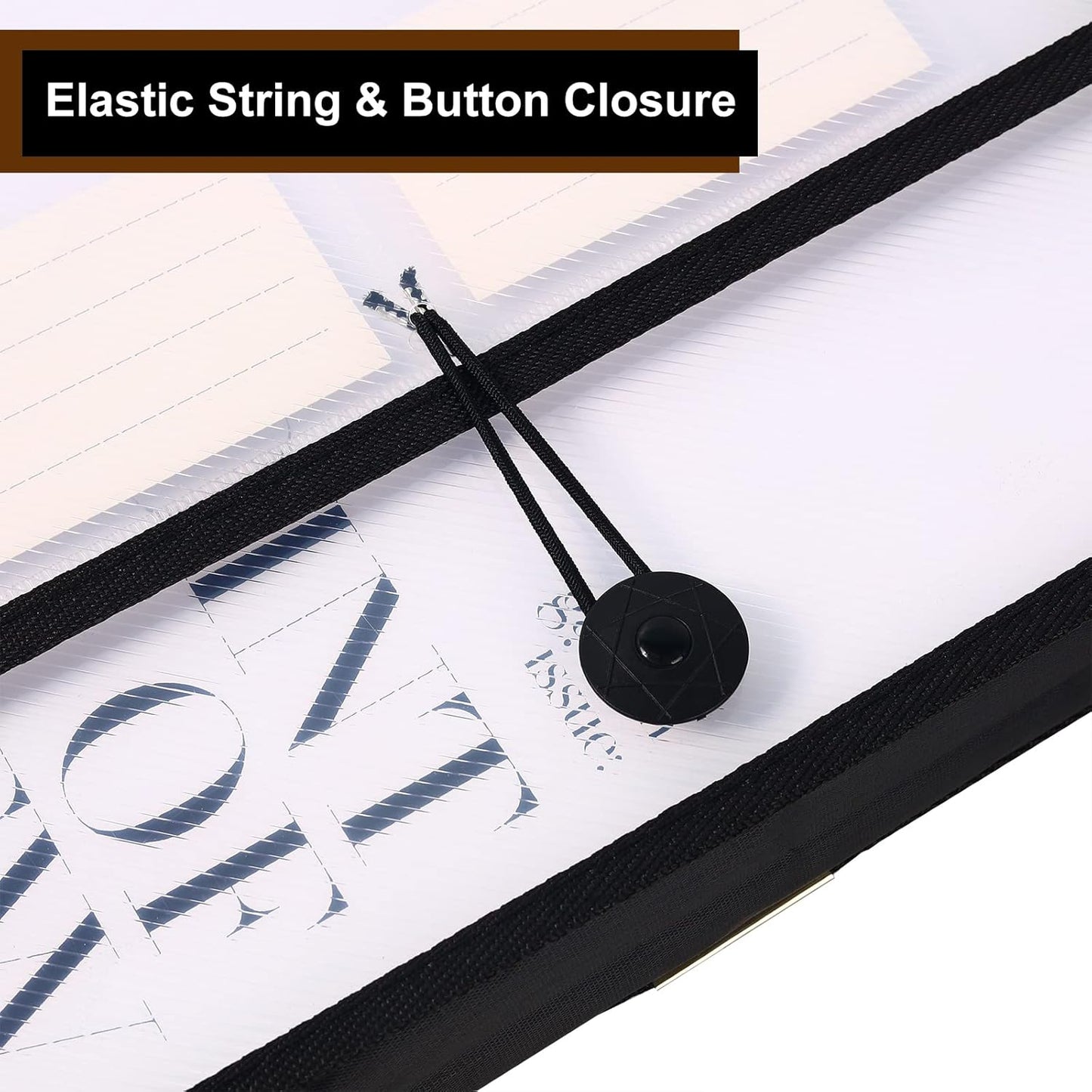 Eco-Friendly Plastic File Folders, Expanding Poly File Wallet, Transparent Expandable Envelope Organizer Document Folder with Elastic Band and Button Closure, with Small Two Pockets, 5 Colors