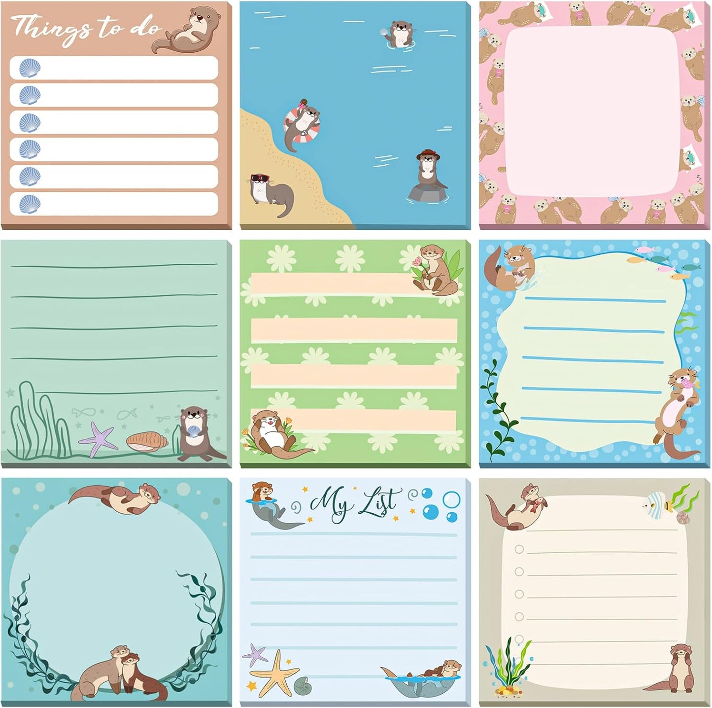 9 Pads Wildflower Sticky Notes 3x3 Inch Cute Self Stick Notepads Notes Adhesive Memo Pad Office Decor Gifts for Students School Teacher Meeting Office Supplies