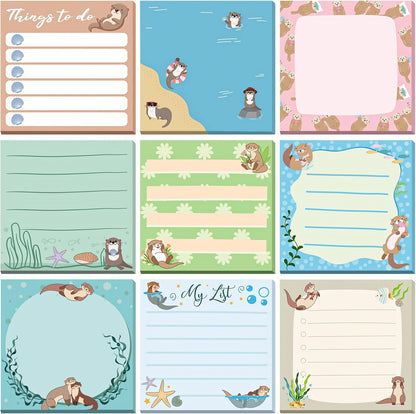 9 Pads Wildflower Sticky Notes 3x3 Inch Cute Self Stick Notepads Notes Adhesive Memo Pad Office Decor Gifts for Students School Teacher Meeting Office Supplies