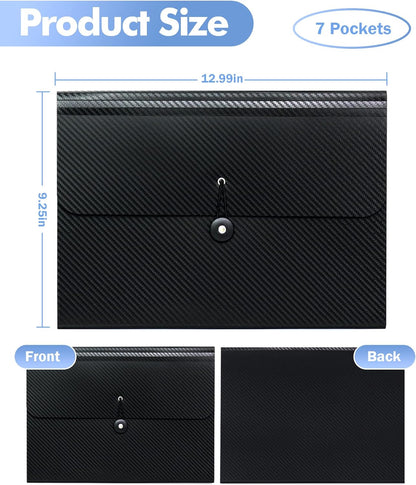 Expanding File Folder with Tabs, 13 Pockets File Organizer Accordion File Holder ，with Elastic Buckles Closure, A4 Paper Document Organizer for Home School Office