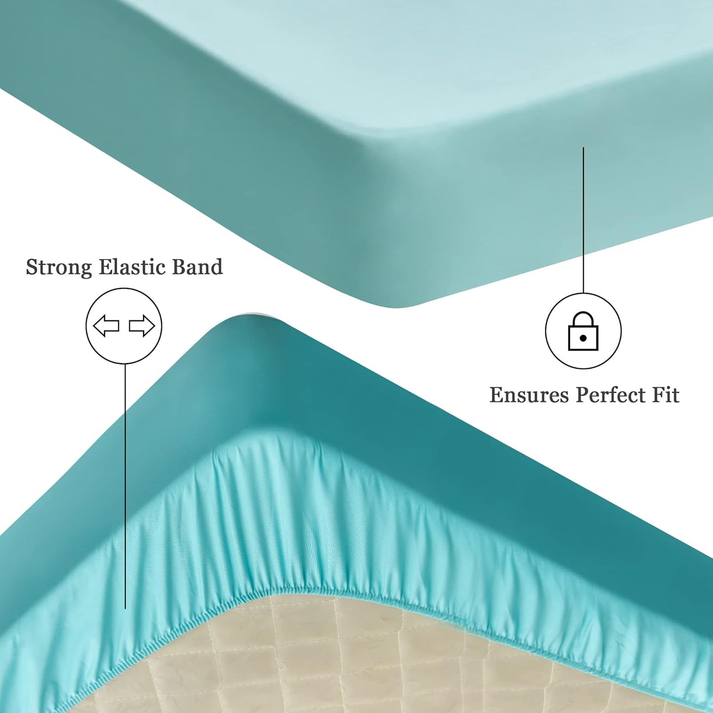 Sufdari Mattress Protector,Waterproof 18" Deep Pocket Mattress Cover Fitted Sheet Style with Elastic Rubber Band,Washable and Easy Care-Black,Queen