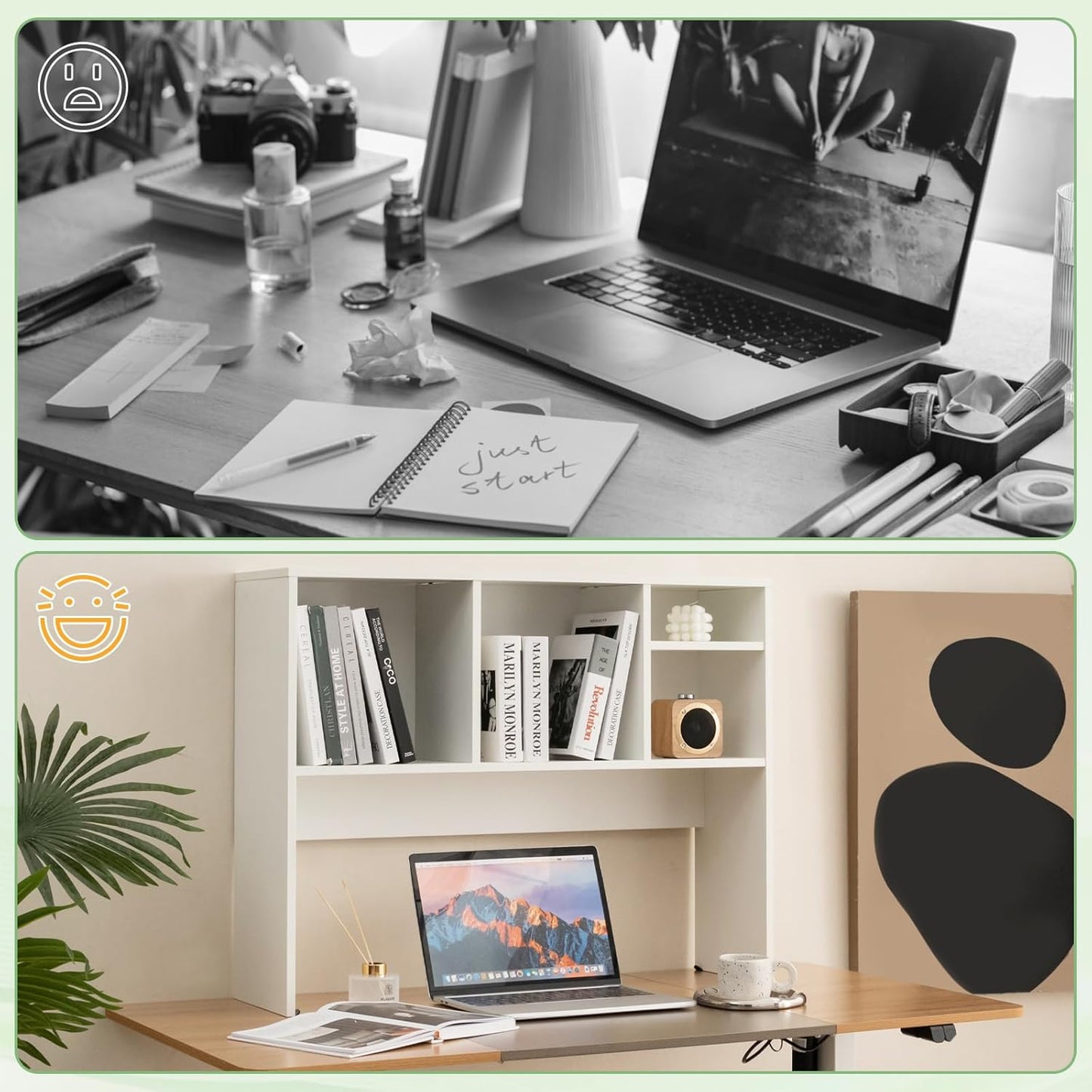 Tangkula Desktop Bookshelf, Countertop Storage Hutch with 5 Shelves for Computer Desk, Desk 3-Tier Display Rack, Multipurpose Wood Desktop Hutch Storage Organizer for Dorm Office Home