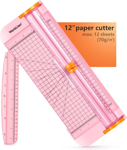 WORKLION Paper Cutter - A4 Paper Craft Cutter with Security Blade for Cut Gift Card, Coupon, Label, Cardstock, Photo, 12 inch Black Office Paper Trimmer