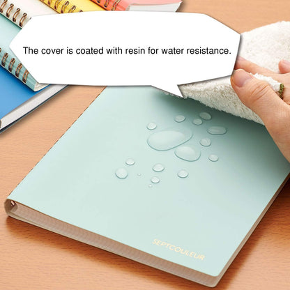 Maruman Septcouleur Grid Notebook- A5, 8.35" x 6.22", 100 Sheets / 200 Pages, 3mm Graph Paper Journal, Durable Rose Gold Wire-bound Spiral, Water Resistant Cover, Spicy Coral Pink, Made in Japan