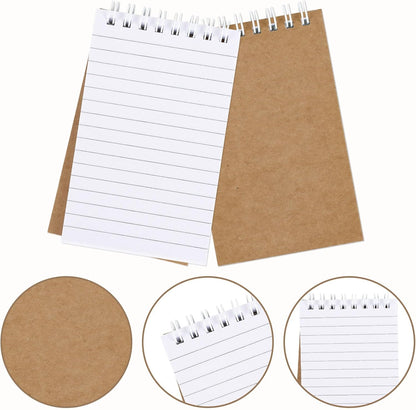 Hxezoc 10 Pack Small Pocket Notebooks, 3 x 5 Inches Mini Kraft Spiral Pocket Notebook with Lined Pages Memo Pads for Kids Home Office School Classroom Decoration Supplies