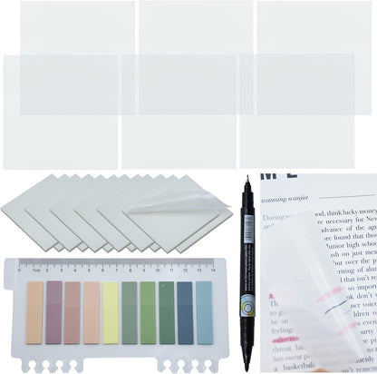 YOUDEFUL 1600pcs Translucent Sticky Note Tabs, Morandi Page Markers for Annotating Books,Repositionable Book Flags Tabs Strip with Binders, Clear Sticky Notes,Page Tabs,Index Tabs