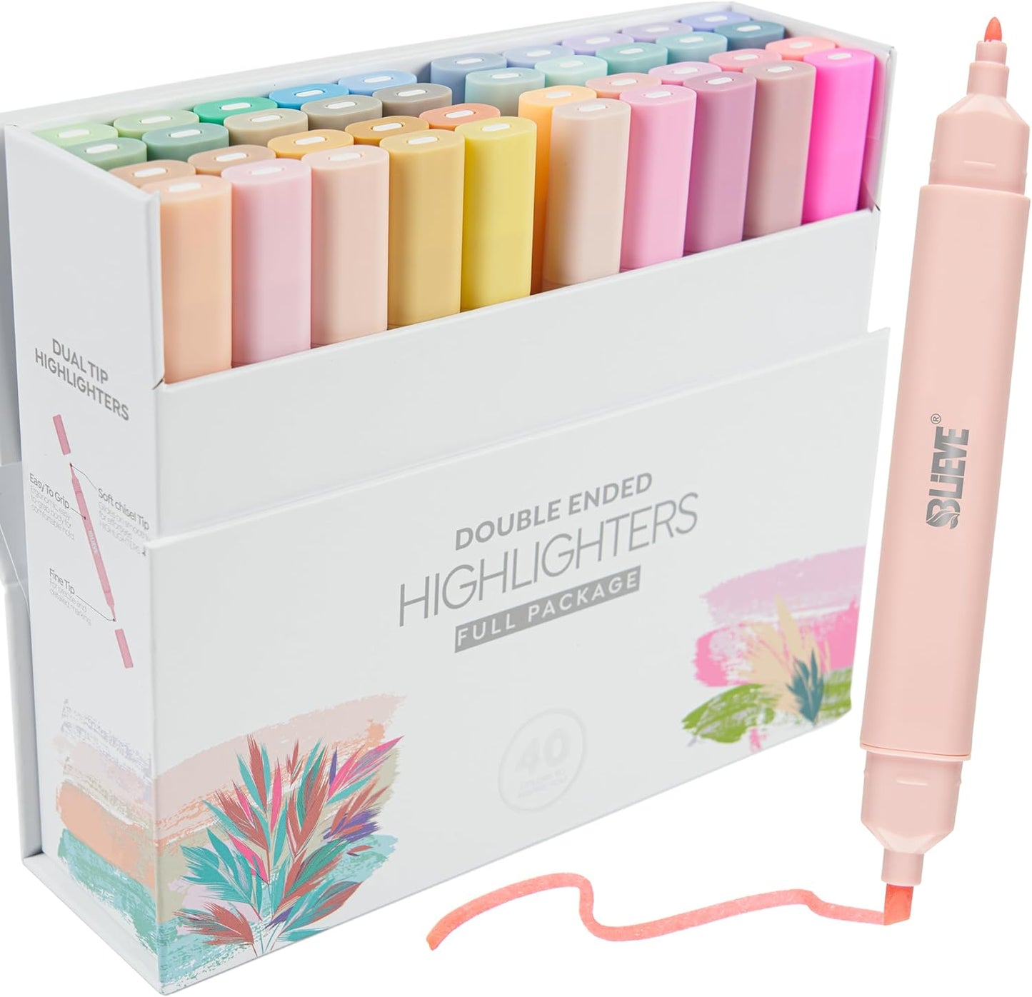 BLIEVE Aesthetic Cute Highlighters No Bleed Through, Dual Tip 8 Pack, Pastel Colors For Bible & Journaling