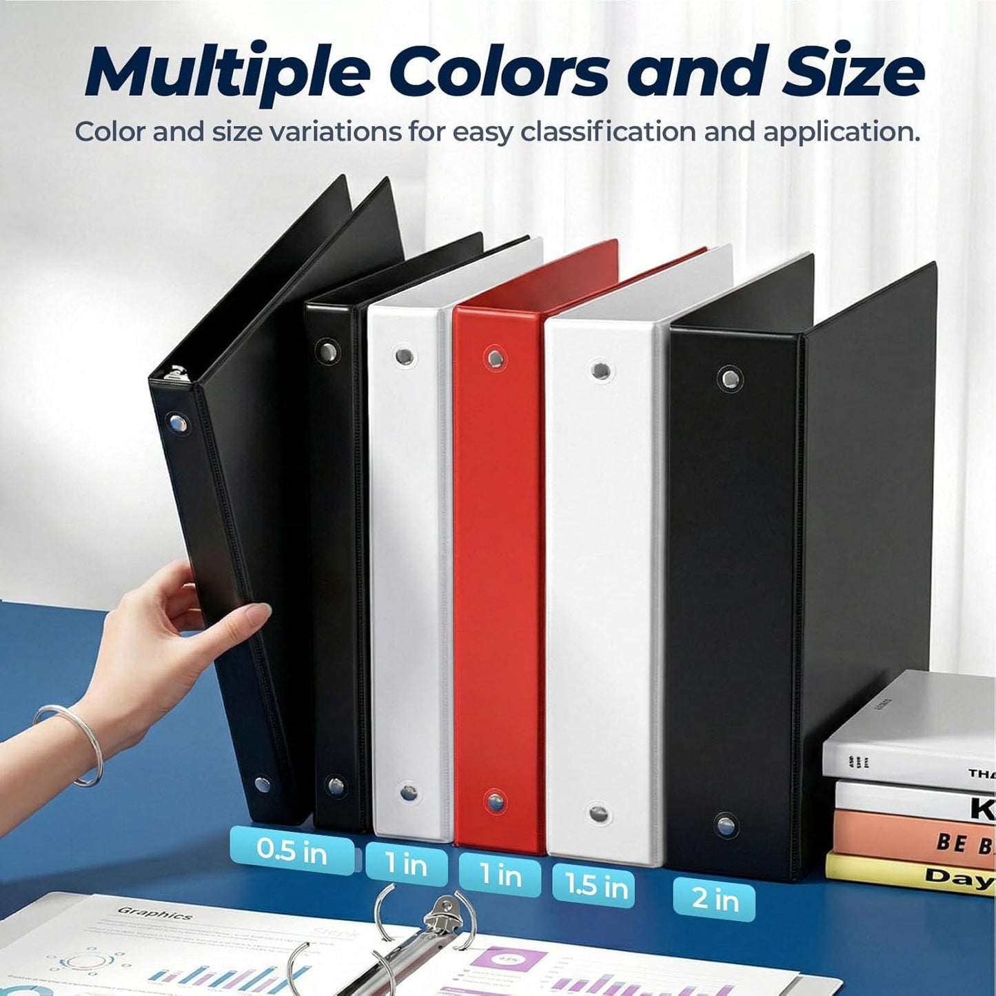 1 Inch 3 Ring Binders 24 Pack, Clear View Binder Bulk, White PVC-Free 3-Ring Binders for School, Office or Home, Fits 8.5 x 11 Inches Paper