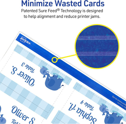 Avery Printable Tent Cards with Sure Feed Technology, 2" x 3.5", White, 160 Blank Place Cards for Laser or Inkjet Printers (5302)