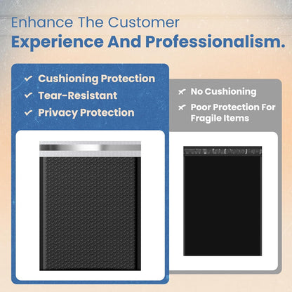 Fuxury Black Bubble Mailers 4x8" 200 Pack Waterproof Padded Envelopes Self Seal Bubble Envelopes Usable Size 4x7" Padded Mailers for Small Business Shipping Envelope Mailers