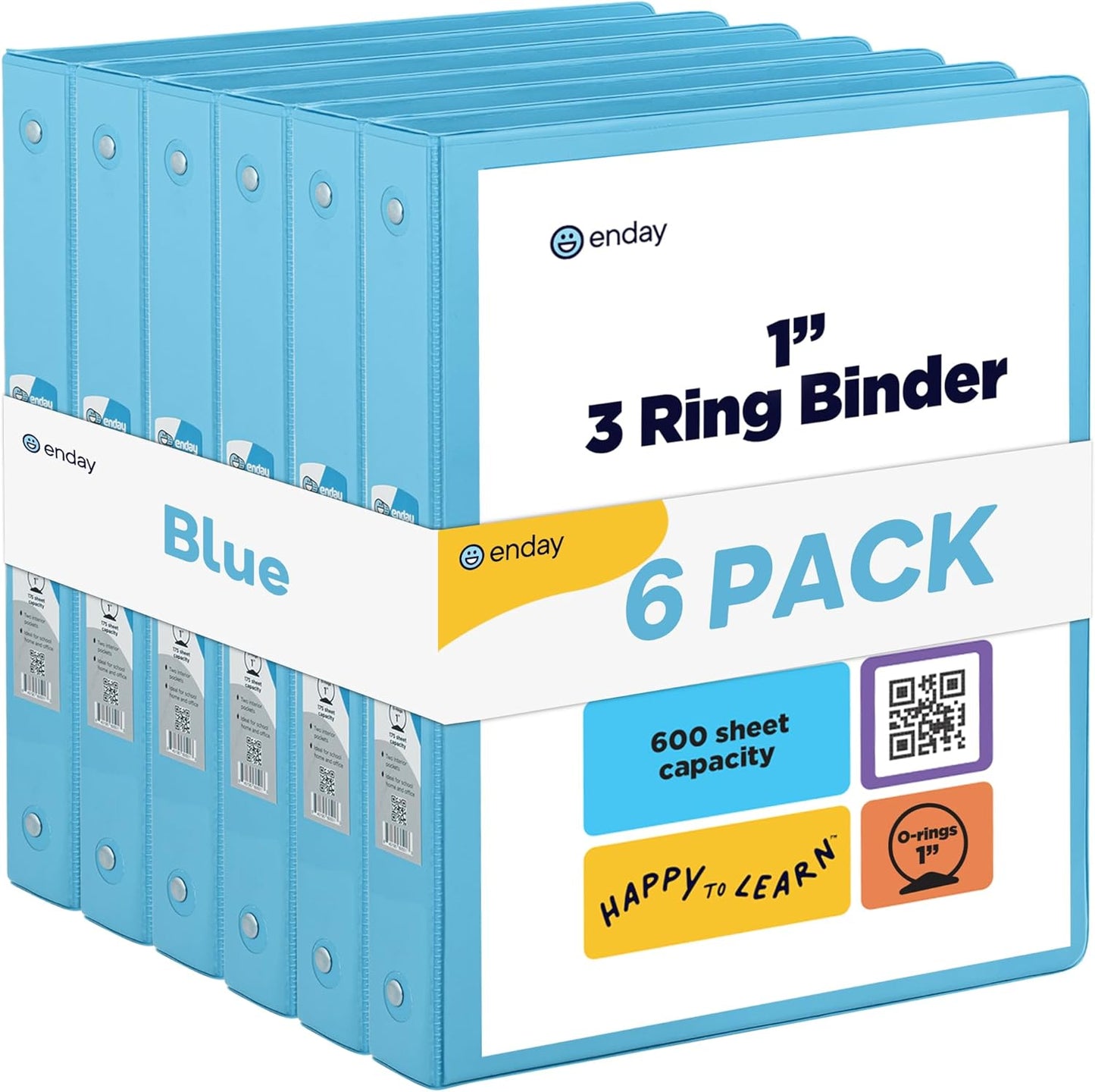 Enday 1 Inch Binder (6 Pack - Grey) 3 Ring Binder 1 inch with Clear View Cover and 2 Inside Pocket - for Letter Size 8.5 x 11'' Paper, Ideal for School Supplies, Office, and Home