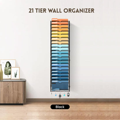 SUPEASY 7-Tier Mesh Wall File Holder, Hanging Wall File Organizer, Office Organization for Papers, Mails, Folders, Files Clipboard Magazine Rack, Black
