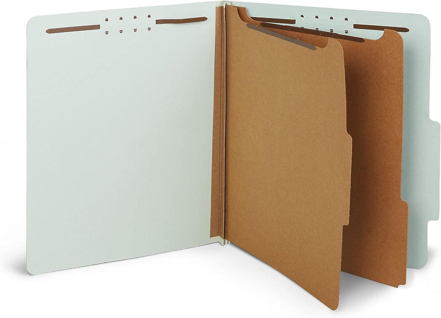 Staples 60% Recycled Pressboard Classification Folders, Letter Size, 2‑Dividers, 2.5" Expansion, Light Gray/Green – 20/Carton