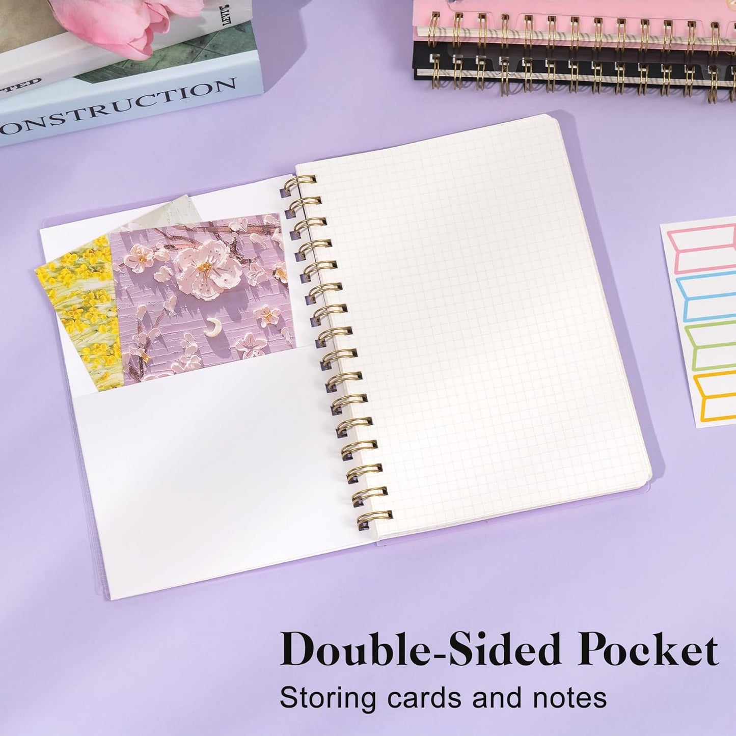 Yoment Graph Paper Spiral Notebook A5 Graphing Notebook 160 Pages Graph Paper Notebook Spiral Bound Waterproof Plastic Hardcover Spiral Journal 5x7 Grid Notebooks for Note Taking,Black