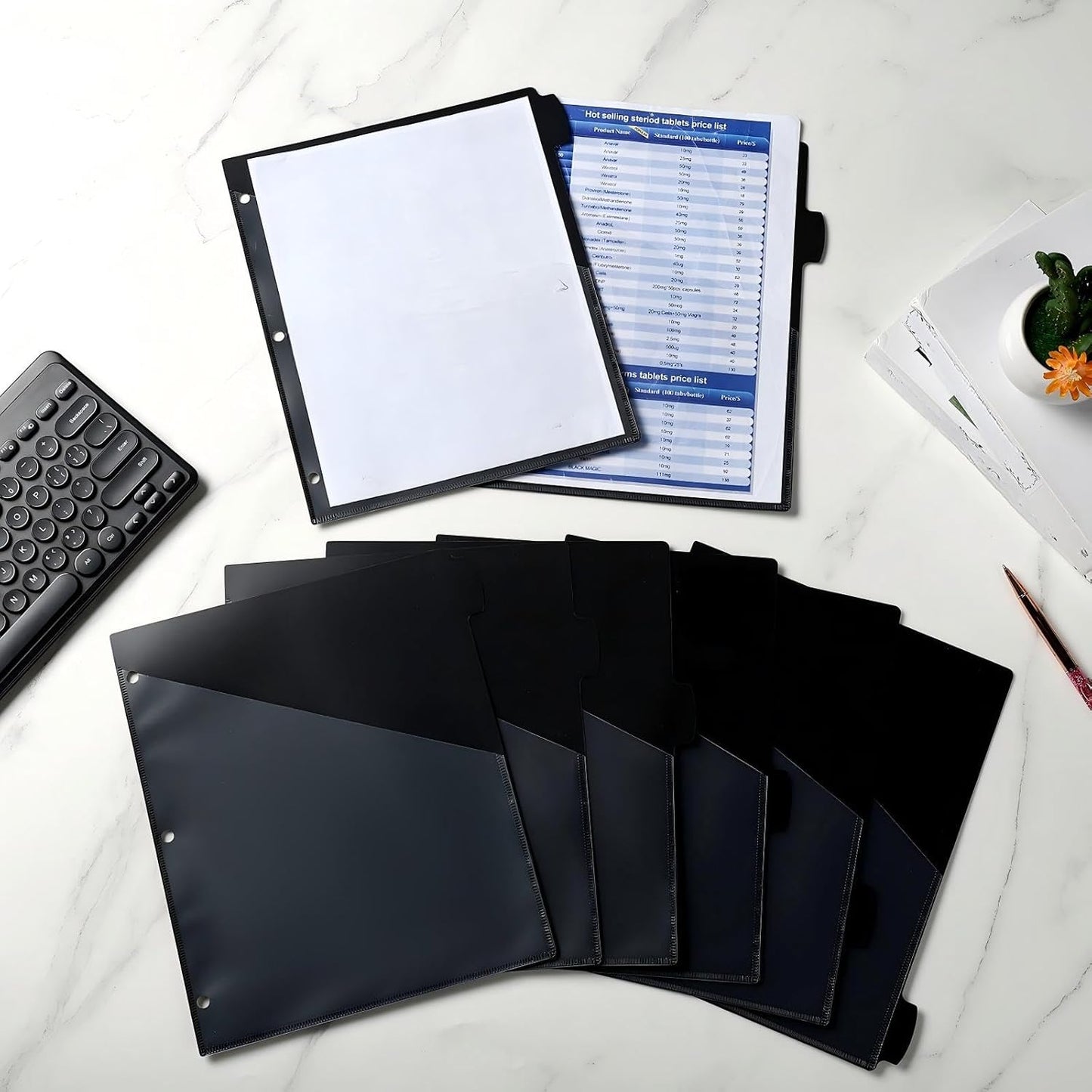 Epakh 12 Pcs Binder Dividers for 3 Rings Binders Index Dividers with Two Clear Pockets Plastics Sheets Protectors with Tab Labels for School Office Organization (Morandi)